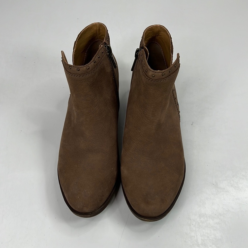 Lucky Brand Womens Beathea Ankle Booties Brown Studded Leather SZ 7